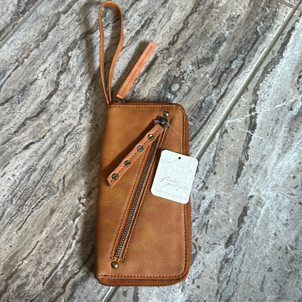 FREE PEOPLE Vegan Leather Brown Wristlet Brand New with Tags!